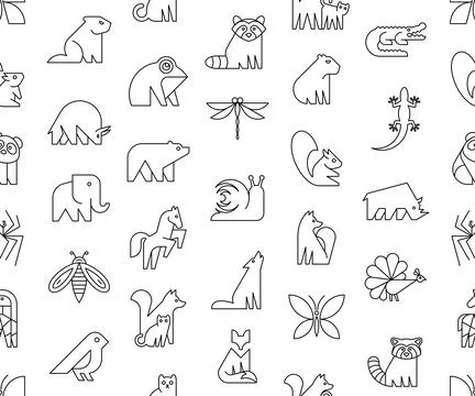 Seamless pattern with Animals logos Illustrazione stock