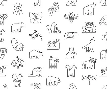 Seamless pattern with Animals logos Illustrazione stock