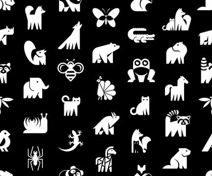 Seamless pattern with Animals logos Illustrazione stock