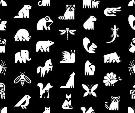 Seamless pattern with Animals logos 스톡 일러스트