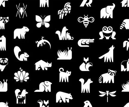 Seamless pattern with Animals logos Illustrazione stock