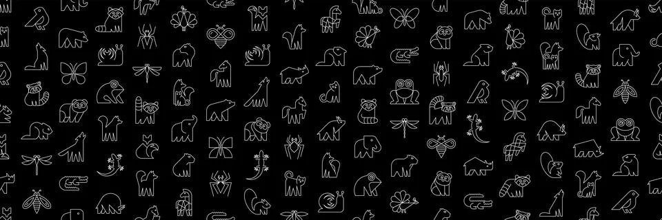 Seamless pattern with Animals logos 스톡 일러스트