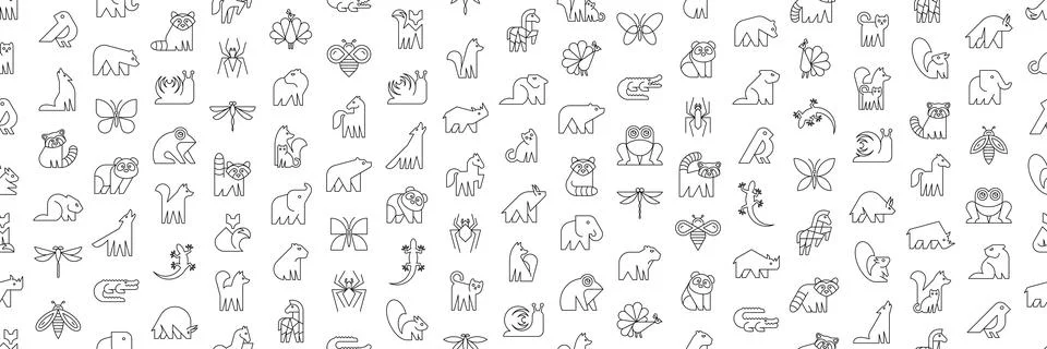 Seamless pattern with Animals logos 스톡 일러스트