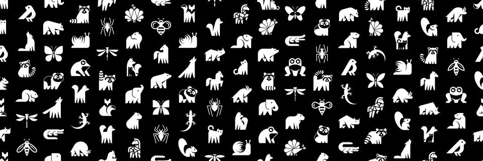 Seamless pattern with Animals logos イラスト素材