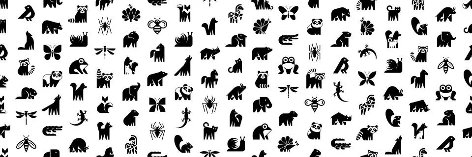 Seamless pattern with Animals logos Illustrazione stock