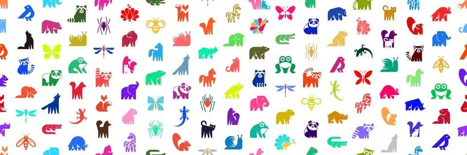 Seamless pattern with Animals logos 스톡 일러스트