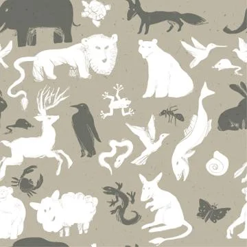 Seamless pattern with animals. vector Stock Illustration