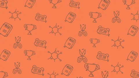 Seamless pattern animation of education icons on orange background 스톡 동영상 328583601