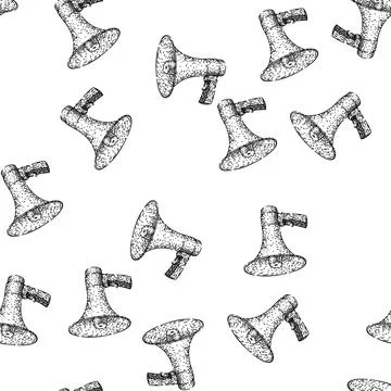 Seamless pattern announce megaphone sketch hand drawn Stock Illustration