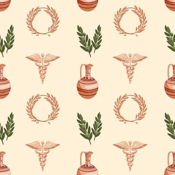 Seamless pattern with antique ancient Greek elements for a unique museum design Illustrazione stock