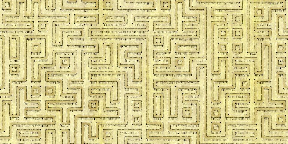Seamless pattern of antique maze scheme, painted on old paper or parchment 写真素材