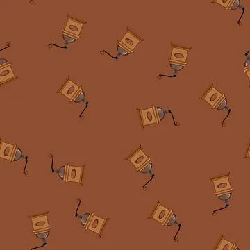 Seamless pattern antique mill coffee grinder manual cartoon vector 스톡 일러스트