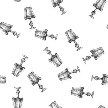 Seamless pattern Antique table lamp hand drawing vintage style rendering Stock Illustration