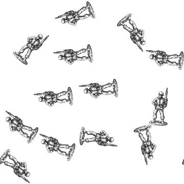 Seamless pattern antique toy soldier sketch hand drawn Stock Illustration