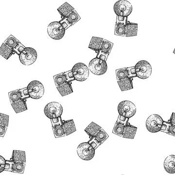 Seamless pattern antique vintage camera sketch hand drawn Stock Illustration