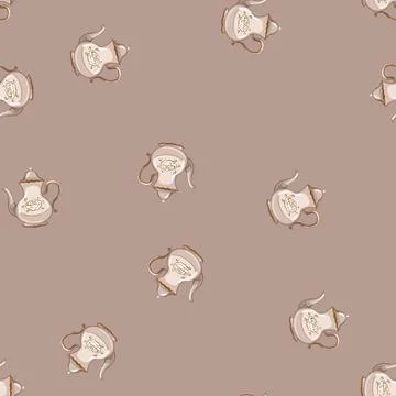 Seamless pattern antique vintage teapot cartoon vector sign Stock Illustration