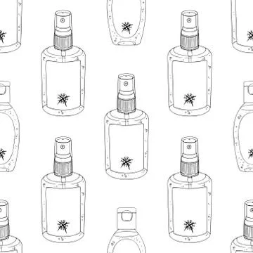 Seamless pattern antiseptic hands. Personal hygiene product. Sanitizer dispenser Illustrazione stock