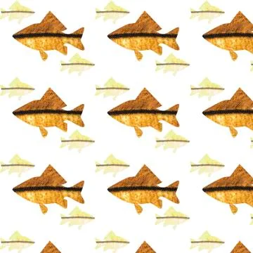 Seamless pattern to any surface with gold marine fish Illustrazione stock