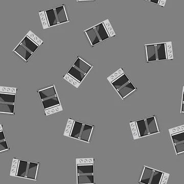Seamless pattern apartment oven kitchen cartoon vector Stock Illustration