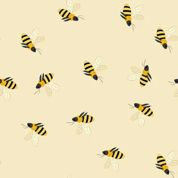 Seamless pattern apiary bee cartoon vector イラスト素材