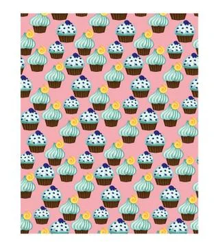 Seamless pattern of appetizing cupcakes with green cream and mint Illustrazione stock