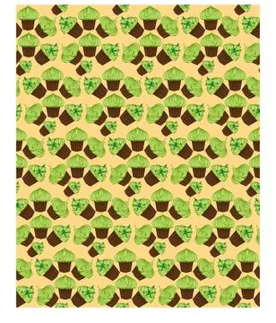Seamless pattern of appetizing cupcakes with green cream and mint Illustrazione stock