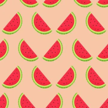 Seamless pattern, appetizing watermelon slice, vector illustration, wrappin.. Stock Illustration