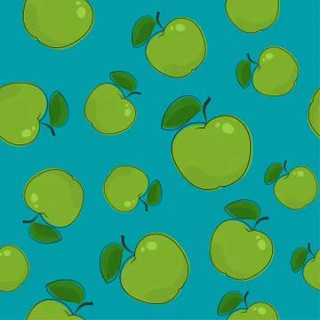 Seamless Pattern , Apple on Azure Background Stock Illustration