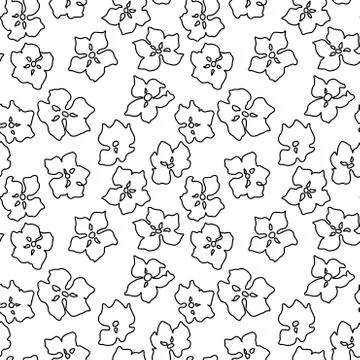 Seamless Pattern with Apple Cherry Blooming Flowers in pink colors Stock Illustration