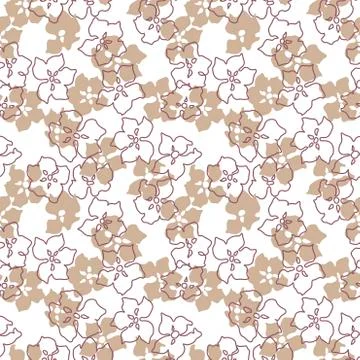 Seamless Pattern with Apple Cherry Blooming Flowers in pink colors Stock Illustration