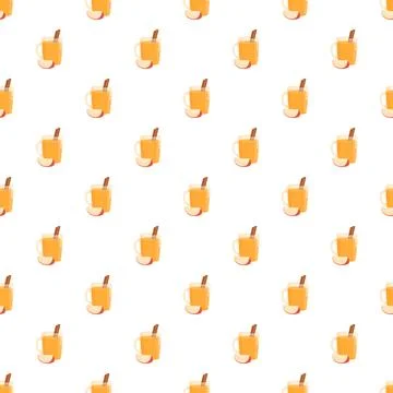 Seamless pattern with apple cider drinks and cinnamon stick イラスト素材