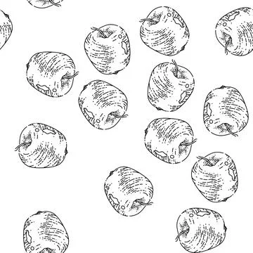 Seamless pattern apple green sketch hand drawn Illustrazione stock