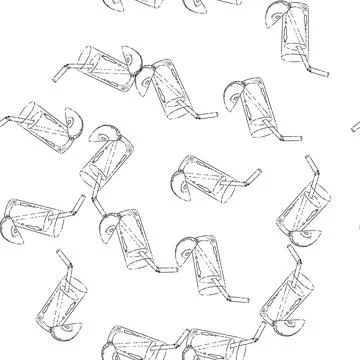 Seamless pattern apple juice glass sketch hand drawn Stock Illustration