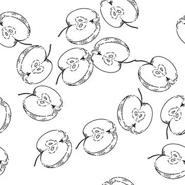 Seamless pattern apple piece sketch hand drawn Illustrazione stock