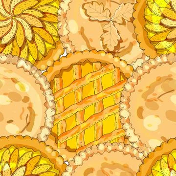 Seamless pattern with apple pies. The theme of autumn, harvest and thanksgivi Stock Illustration
