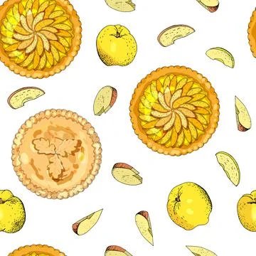 Seamless pattern with apple pies. The theme of autumn, harvest and thanksgivi Illustrazione stock