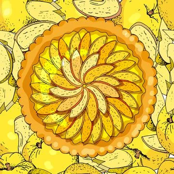 Seamless pattern with apple pies. The theme of autumn, harvest and thanksgivi Illustrazione stock