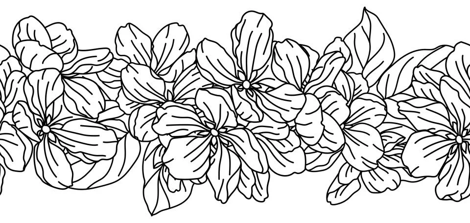 Seamless pattern with apple tree flowers. Beautiful decorative plants. Stock Illustration