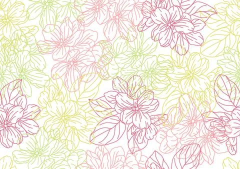 Seamless pattern with apple tree flowers. Beautiful decorative plants. Stock Illustration