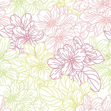 Seamless pattern with apple tree flowers. Beautiful decorative plants. Stock Illustration