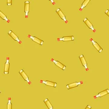 Seamless pattern apple vinegar bottle cartoon vector Stock Illustration