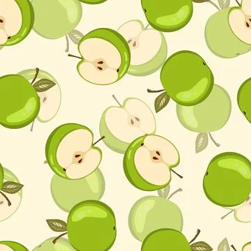 Seamless pattern with apple on white background. Natural delicious fresh tasty Stock Illustration