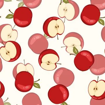 Seamless pattern with apple on white background. Natural delicious fresh tasty Stock Illustration