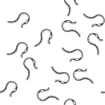 Seamless pattern apple worm sketch hand drawn 库存插图