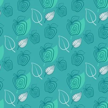 Seamless pattern with apple.Apple,green,leaf. Stock Illustration