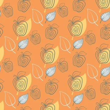 Seamless pattern with apple.Apple,yeelow,leaf. Stock Illustration