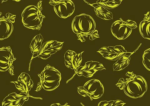 Seamless pattern with apples and leaves. Stock Illustration