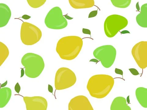 Seamless pattern with apples and pears. Fruits apple and pear with leaf. De.. Stock-Illustration