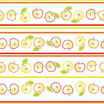 Seamless pattern with apples and stripes. Vector illustration. Icon sign for Stock Illustration