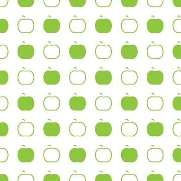 Seamless pattern with apples isolated on white background. Vector illustration. Stock Illustration